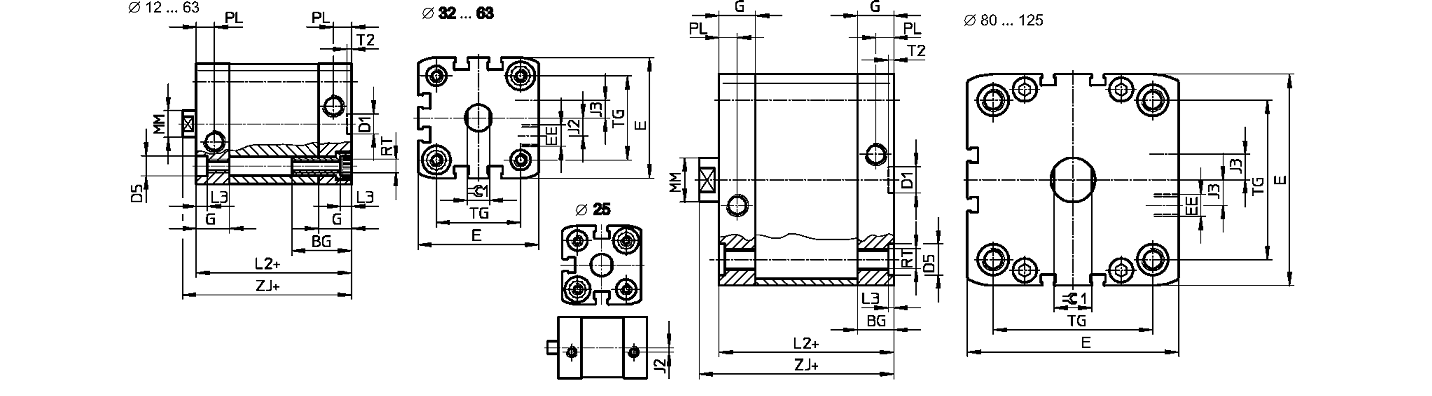 Пневматические компактные цилиндры FCQ ISO 21287